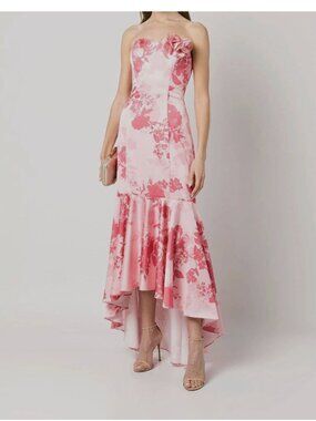 Marchesa Notte Pink Abstract-Printed Gown